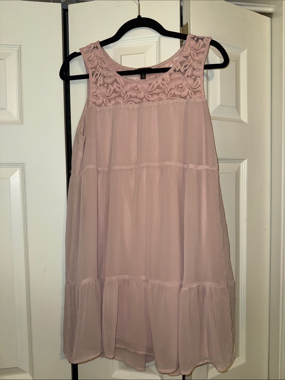 As U Wish Sleeveless Lace Chiffon Dress in Dusty Pink